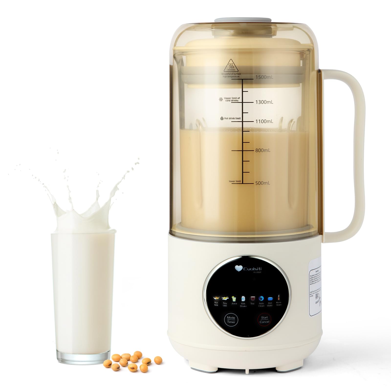 45oz Nut Milk Maker Machine - Automatic Homemade Almond, Oat & Soy Milk Maker with 12-Hour Timer, Auto-Clean & Keep Warm - Dairy-Free Plant-Based Beverage Machine for Healthy Juices & Nut Milks - Perfect for Vegan, Keto & Paleo Diets