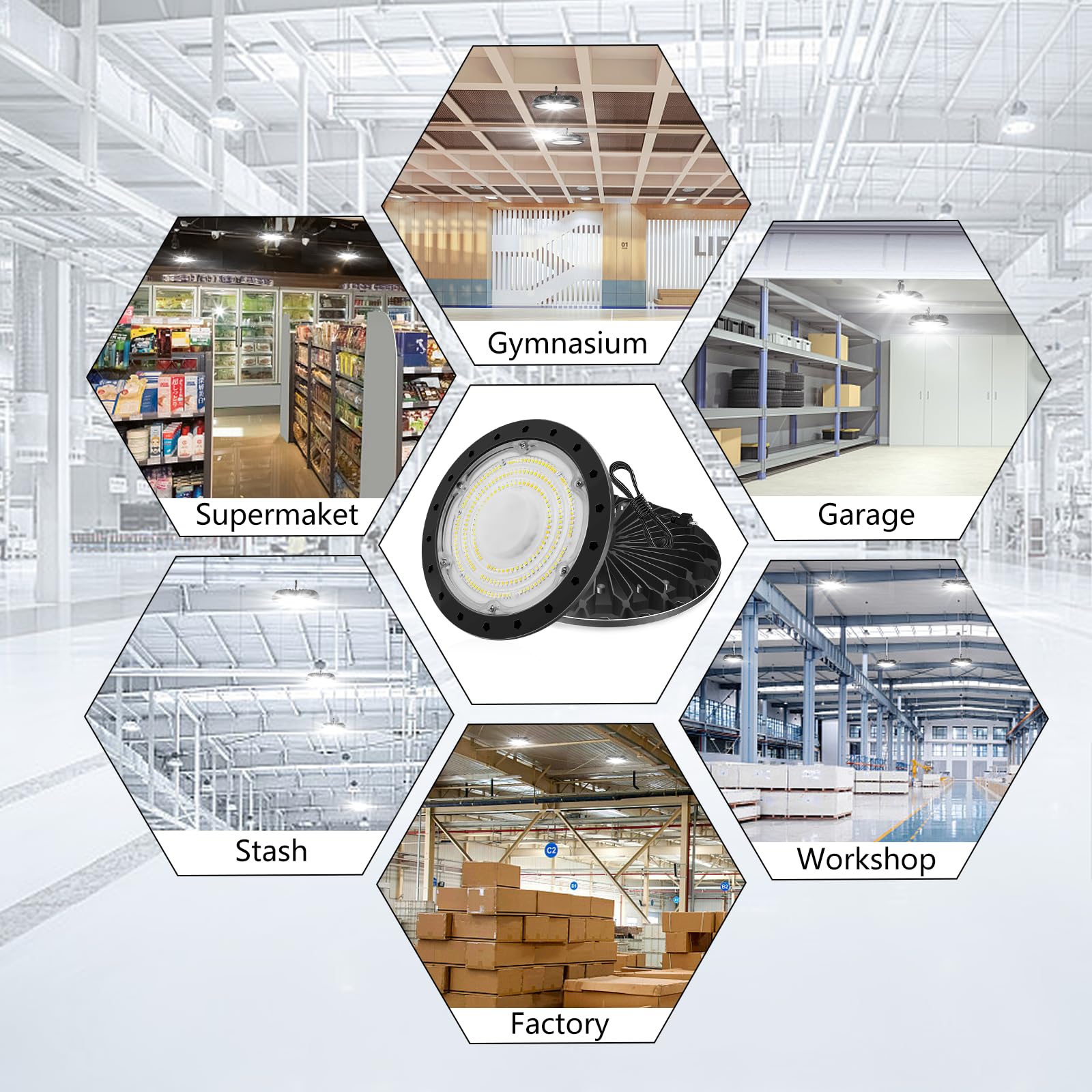 2 Pack 200W 20000LM UFO LED High Bay Light - 6000K Bright White Commercial Lighting, IP65 Waterproof Industrial Shop Light for Warehouse, Garage, Workshop, Factory & Barn - Energy Saving Durable Ceiling Fixture for Indoor/Outdoor Use