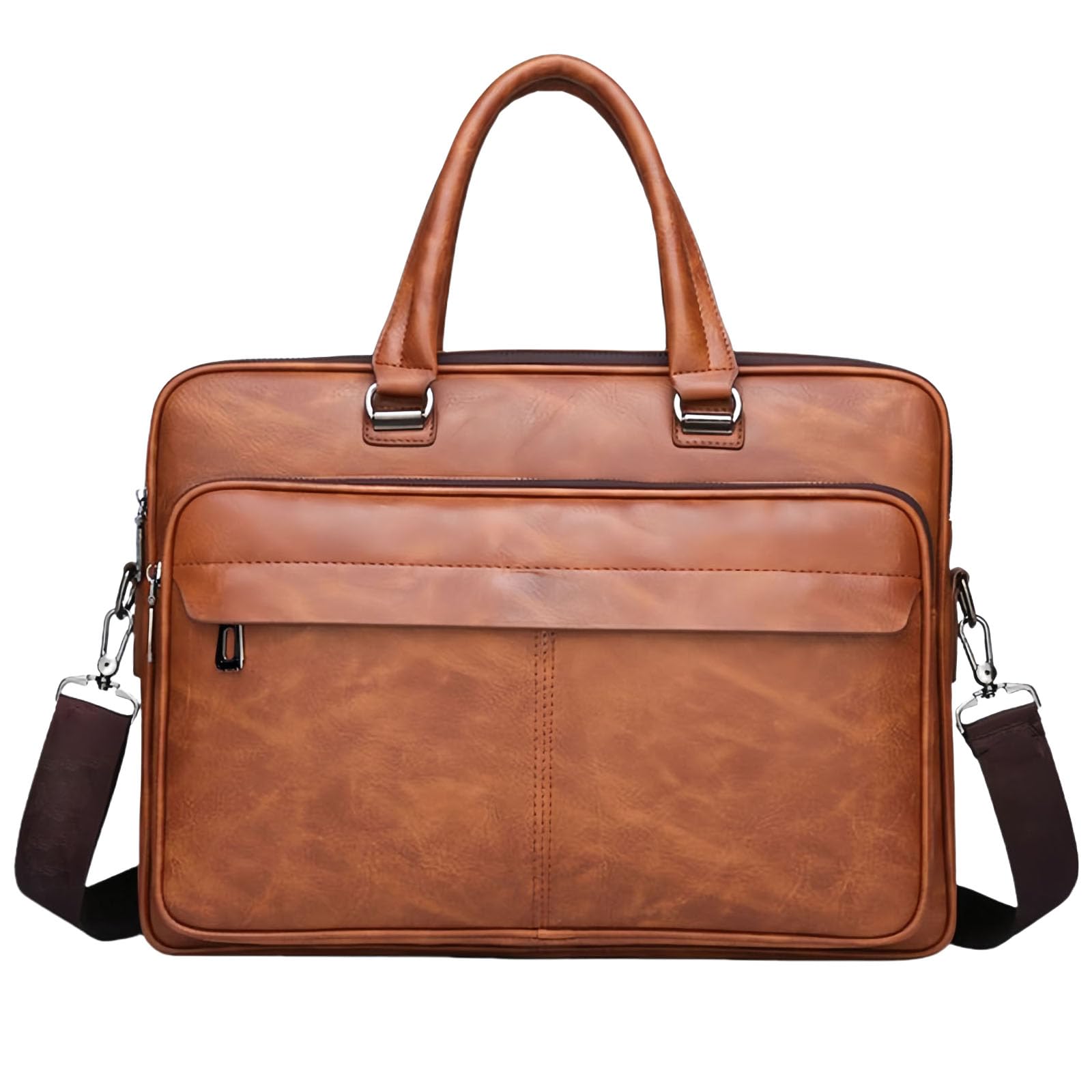 Premium 16.1 Inch Leather Laptop Bag for Men - Convertible Business Briefcase & Crossbody Shoulder Bag for Work, Travel & Daily Commute