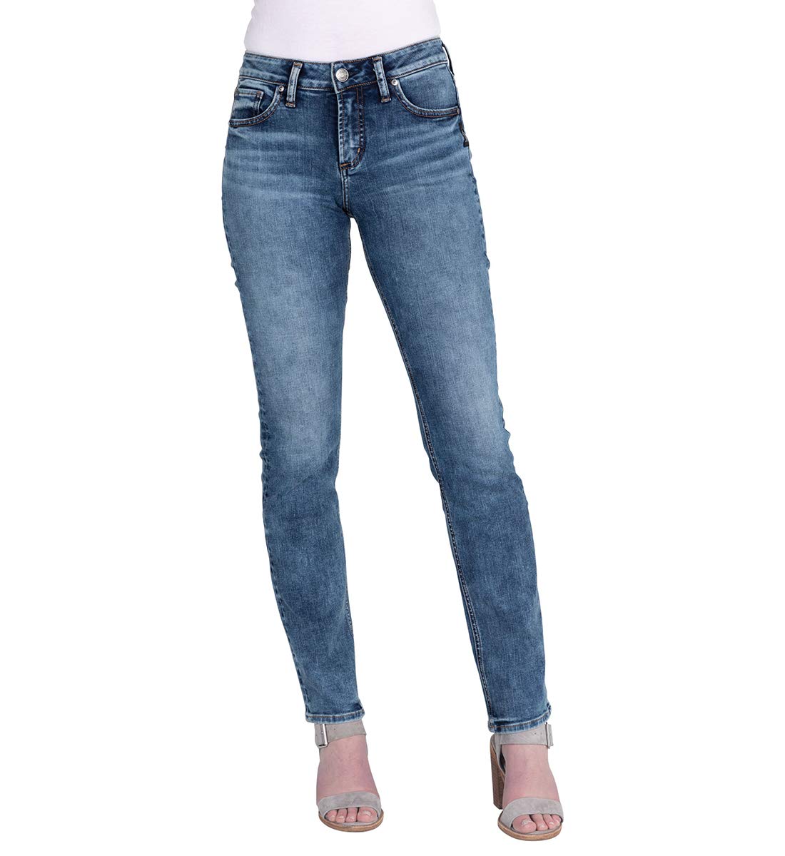 Silver Jeans Co. Women's Avery High Rise Straight Leg Jeans - Comfortable & Stylish Denim Pants for Casual Wear, Work & Everyday Outfits