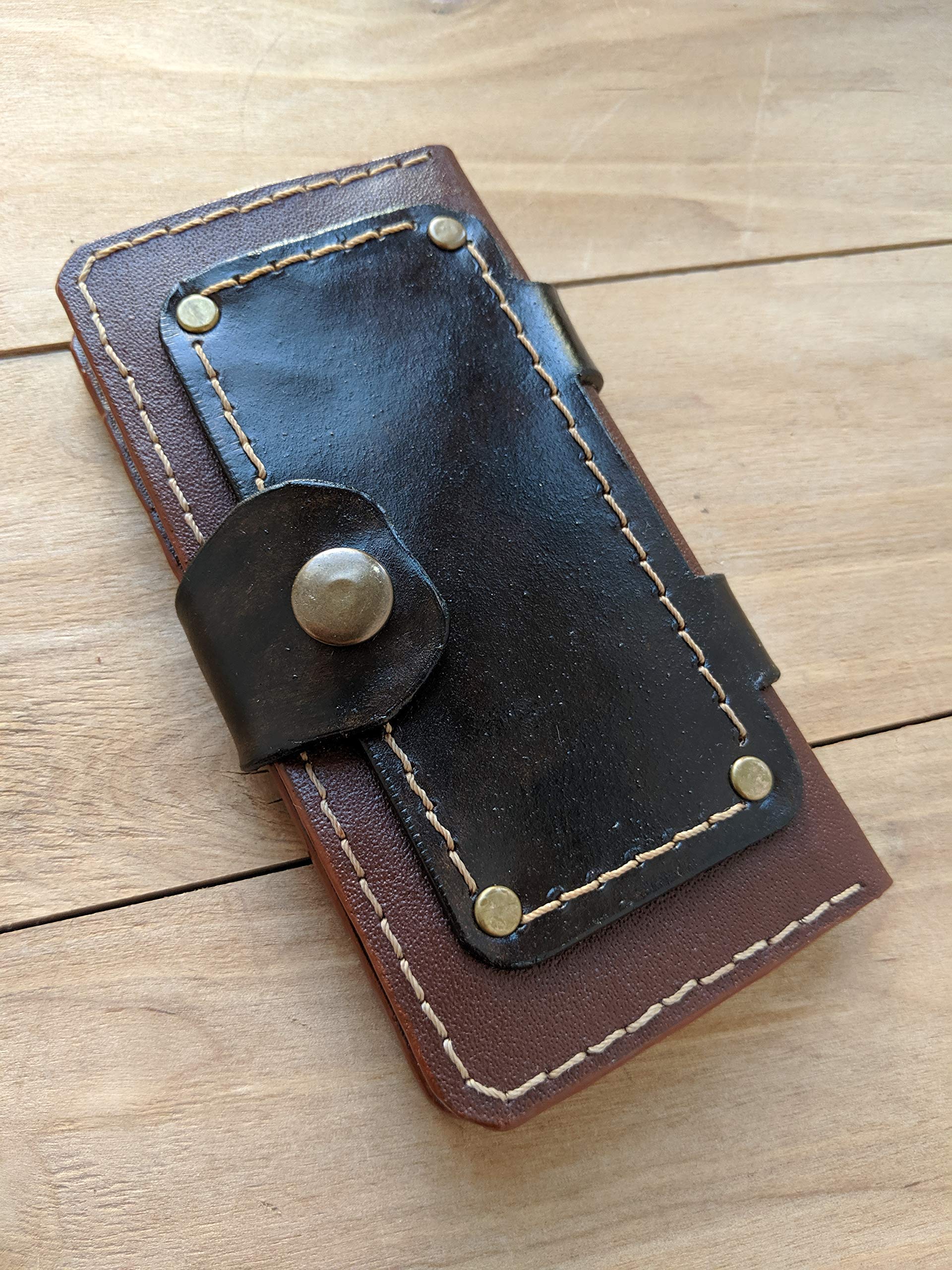 Genuine Leather Wallet Case for Apple iPhone XS/XS MAX/XR/8/8 Plus/7 Plus/6S/6 Plus/SE - 3D Carved Thor Hammer Design with Card Slots & Viewing Stand | Viking & Celtic Style | Perfect for Daily Use, Travel and Gift Giving