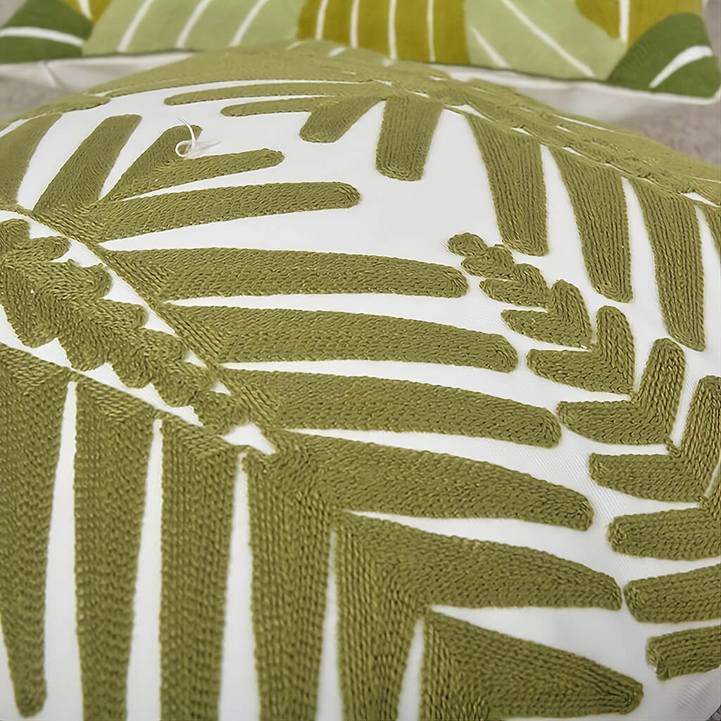 Sage Green Embroidery Throw Pillow Cover 18x18 - Bohemian Home Decor Cushion Case for Sofa, Bed, Living Room - Soft Cotton Decorative Pillowcase for Cozy Home & Gift Giving
