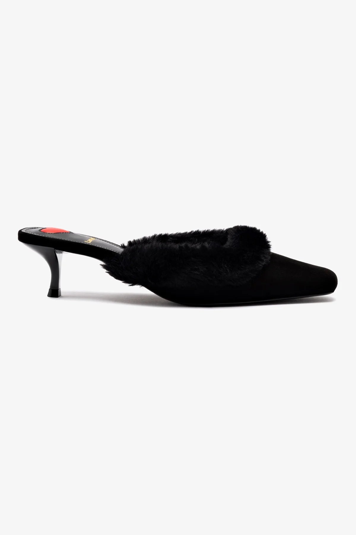 Amal Faux Fur Mule Slippers - Black Suede Women's House Shoes | Cozy Indoor & Outdoor Slide Sandals for Lounge, Errands & Winter Comfort