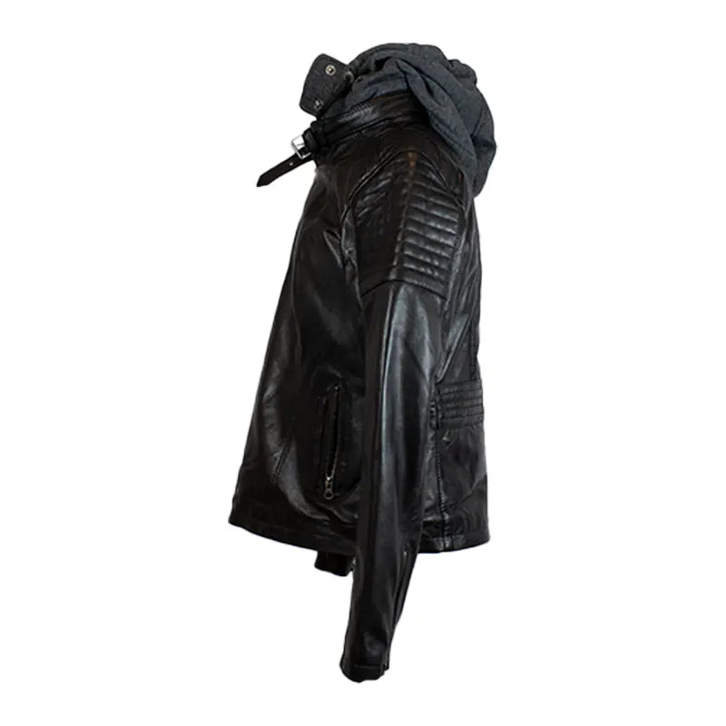 BOL Women's Hooded Leather Jacket - Stylish Faux Leather Coat with Zipper Closure, Warm Winter Outerwear for Casual Outfits & Streetwear Fashion