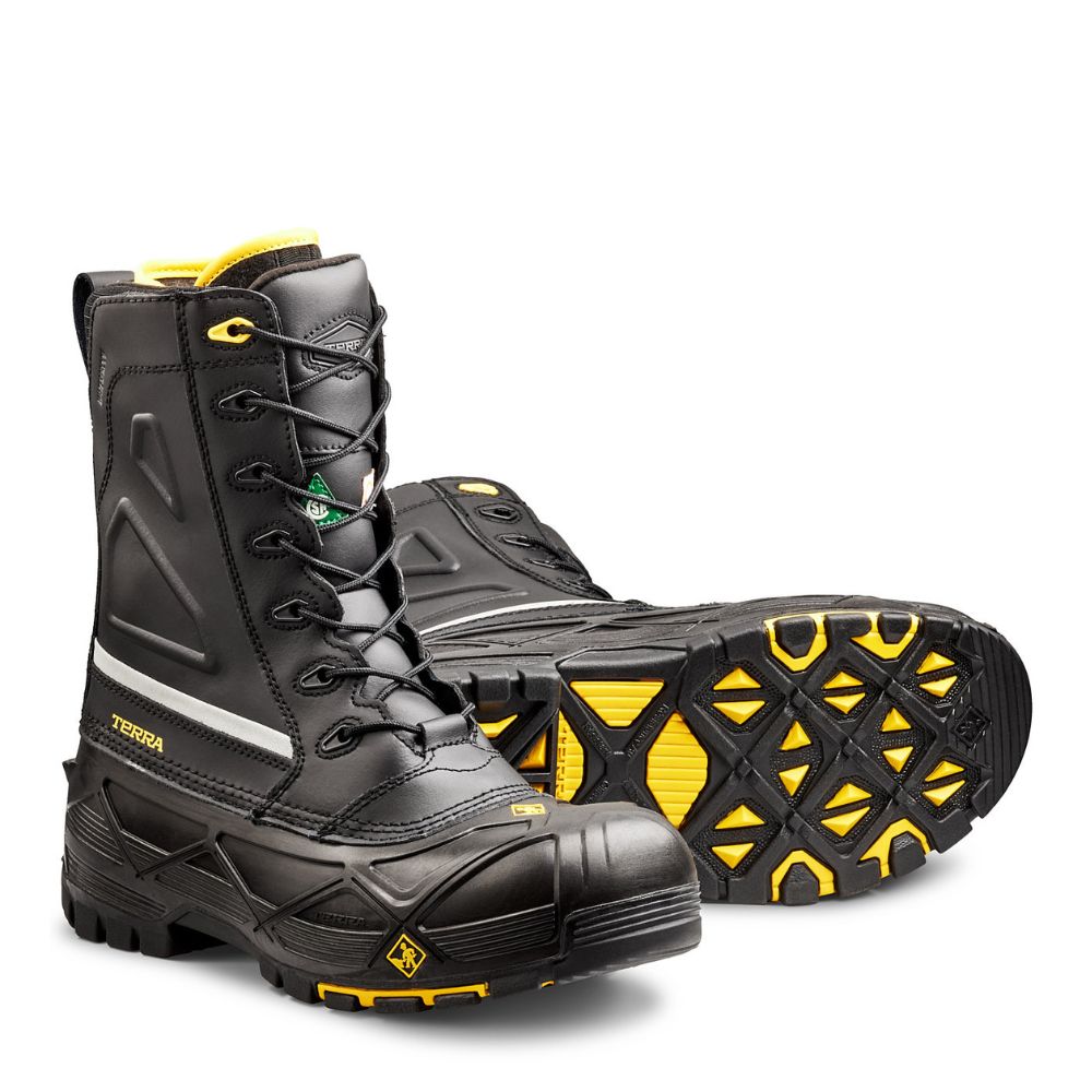 Terra Crossbow Waterproof Winter Safety Boots with Composite Toe - Black 915605 | Slip-Resistant Work Boots for Construction, Hiking & Outdoor Activities