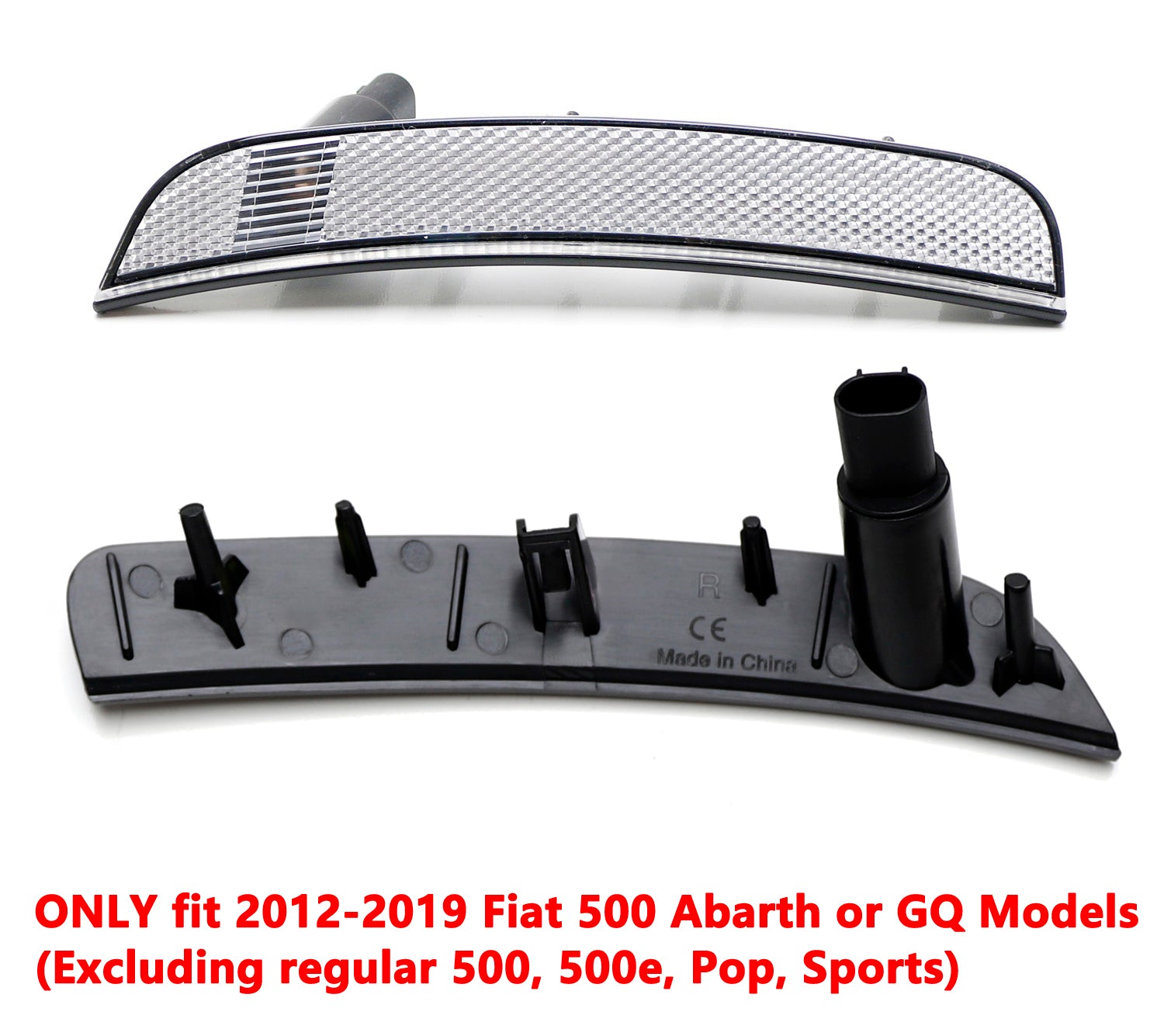 Clear Front & Rear Wheel Arch Side Marker Lights Compatible with 2012-2019 Fiat 500 Abarth/GQ - Enhanced Visibility & Safety for Night Driving & Custom Car Styling