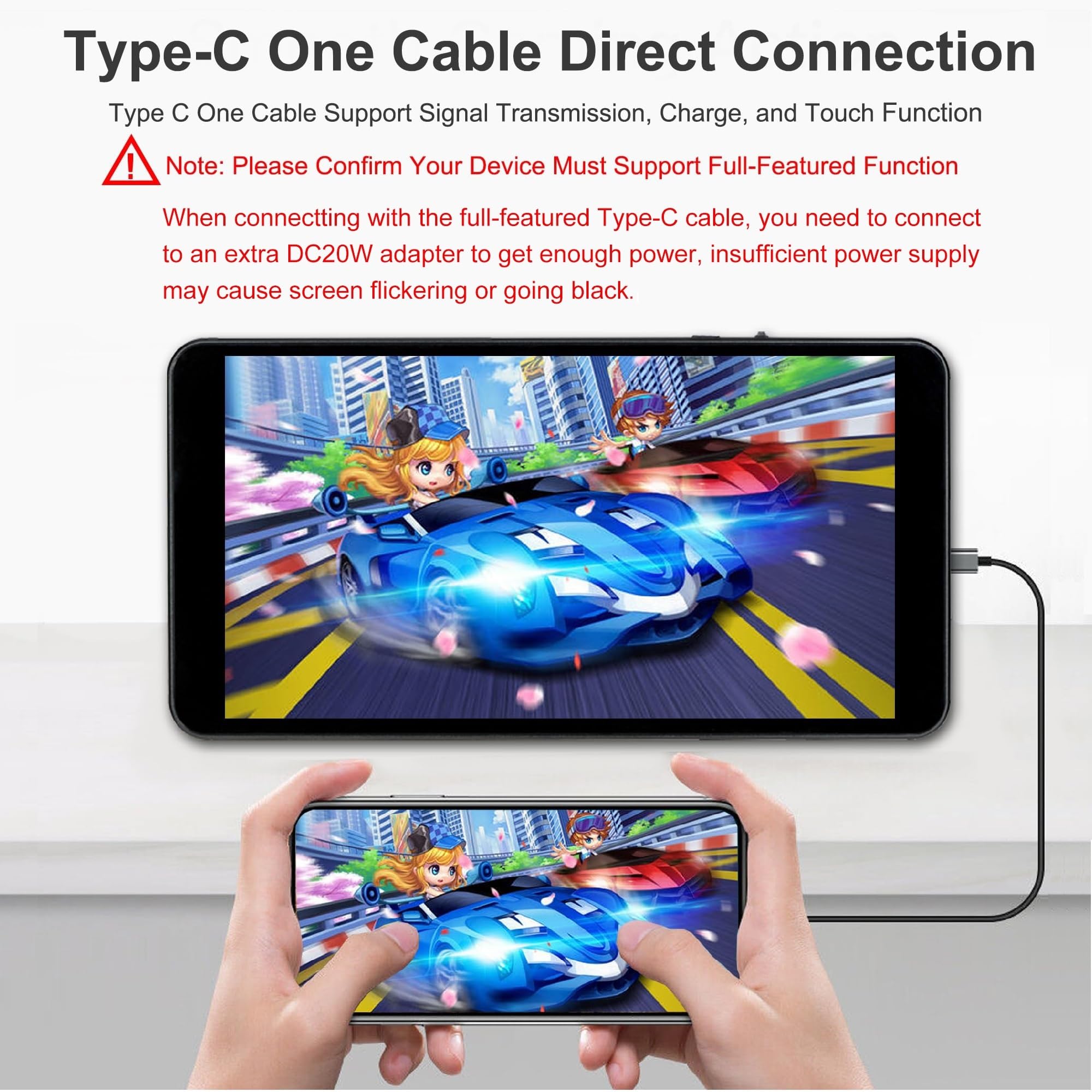 7 Inch Portable Touchscreen Monitor 1080P FHD - Ultra Slim HDMI USB-C Display for Gaming, Laptop, PS4, Xbox & Nintendo Switch - Perfect for Travel, Office & Home Entertainment