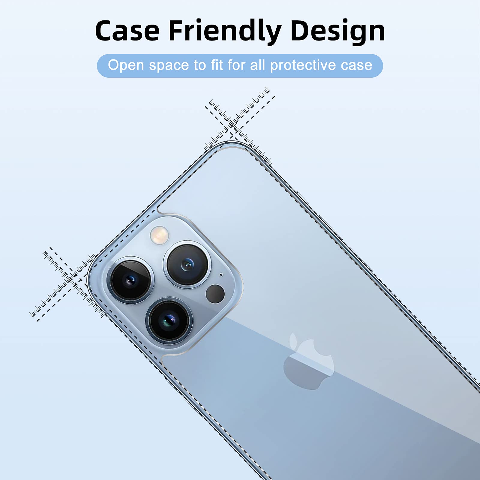 3 Pack iPhone 13 Pro Tempered Glass Screen Protectors - Front & Back Full Coverage + Camera Lens Protector | 6.1
