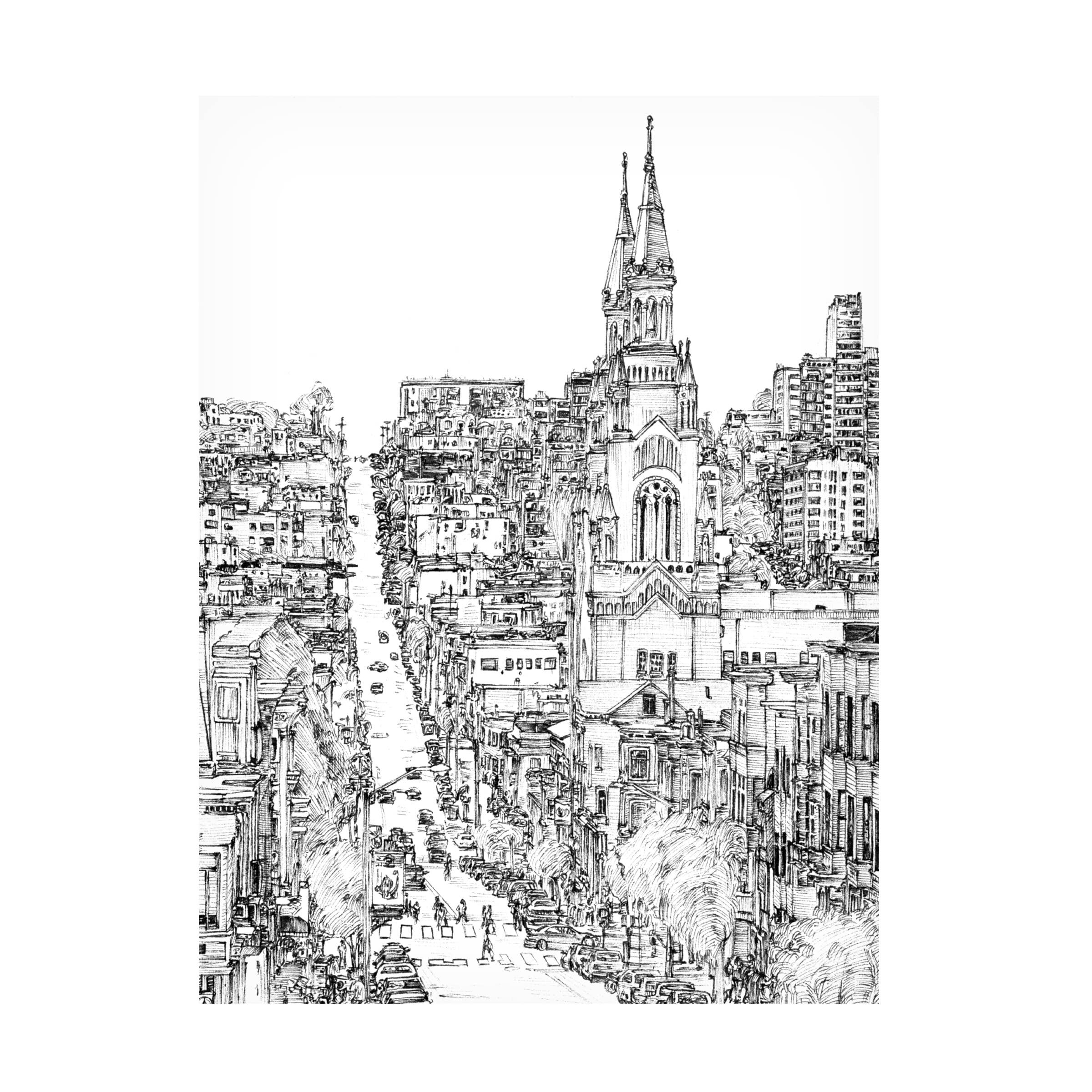 Trademark Fine Art 'City In Black And White IV' Canvas Wall Art by Melissa Wang - Modern Black & White Cityscape Painting for Living Room, Office & Home Decor
