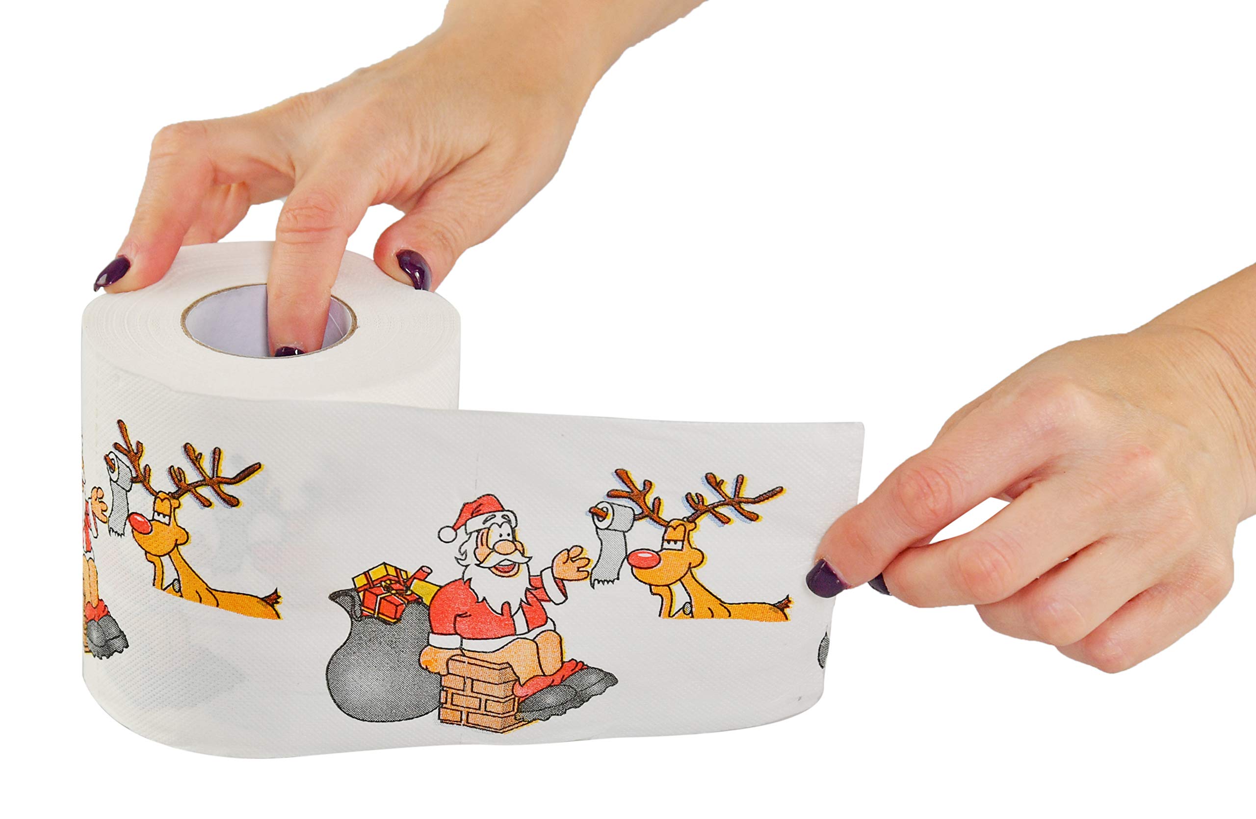 Santa-Themed Toilet Paper | Festive Christmas Gag Gift | Novelty Holiday Decor | Xmas Tree Printed Tissue | Bathroom & Home Decoration for Holiday Parties