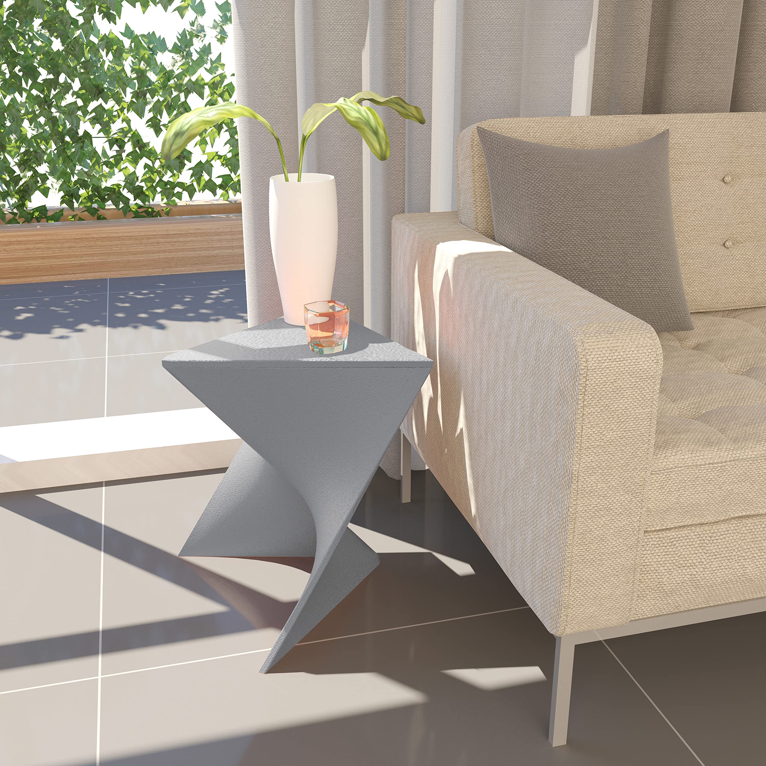 Modern Accent End Table - LeisureMod Randolph Side Vanity Table with Storage, Grey Finish | Perfect for Living Room, Bedroom, or Office Decor