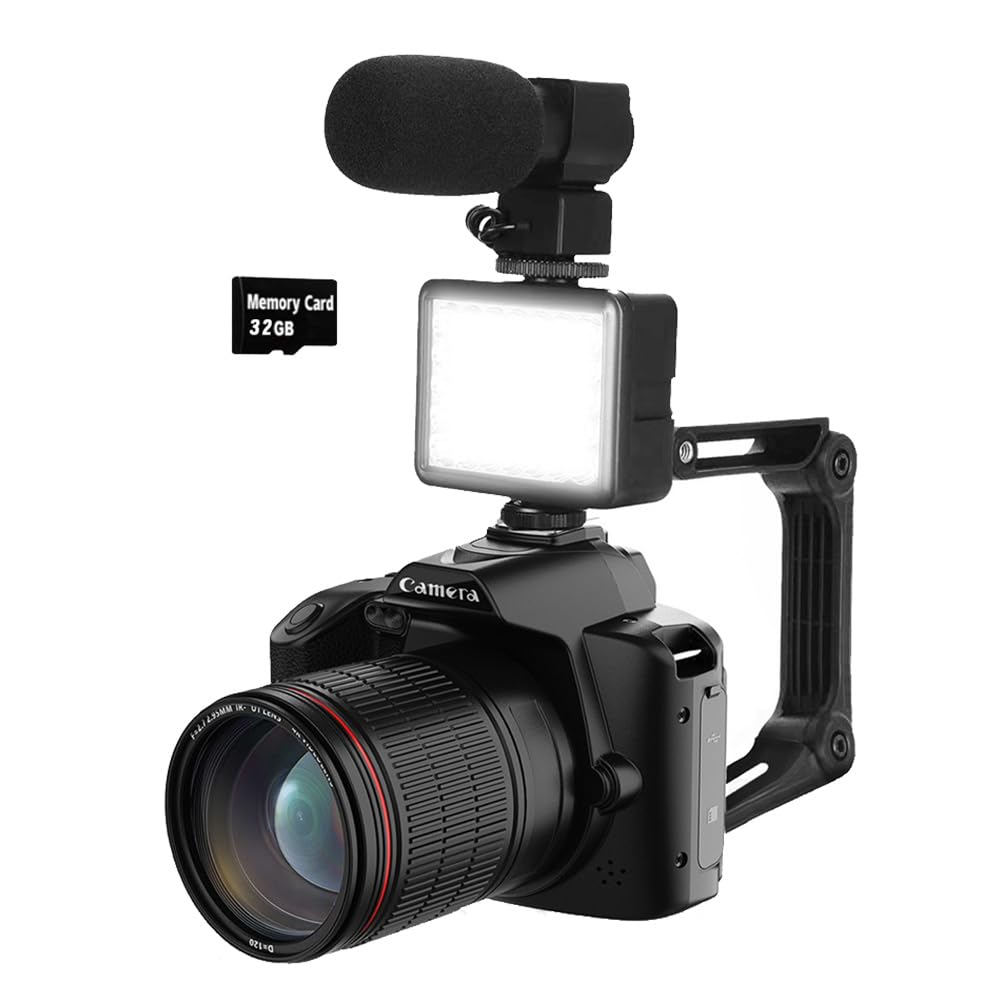 4K WiFi Digital Camera with 64MP & 32GB Memory Card - HD Video Recorder, Webcam, Vlogging Camera for YouTube, Travel, and Outdoor Photography (Black)