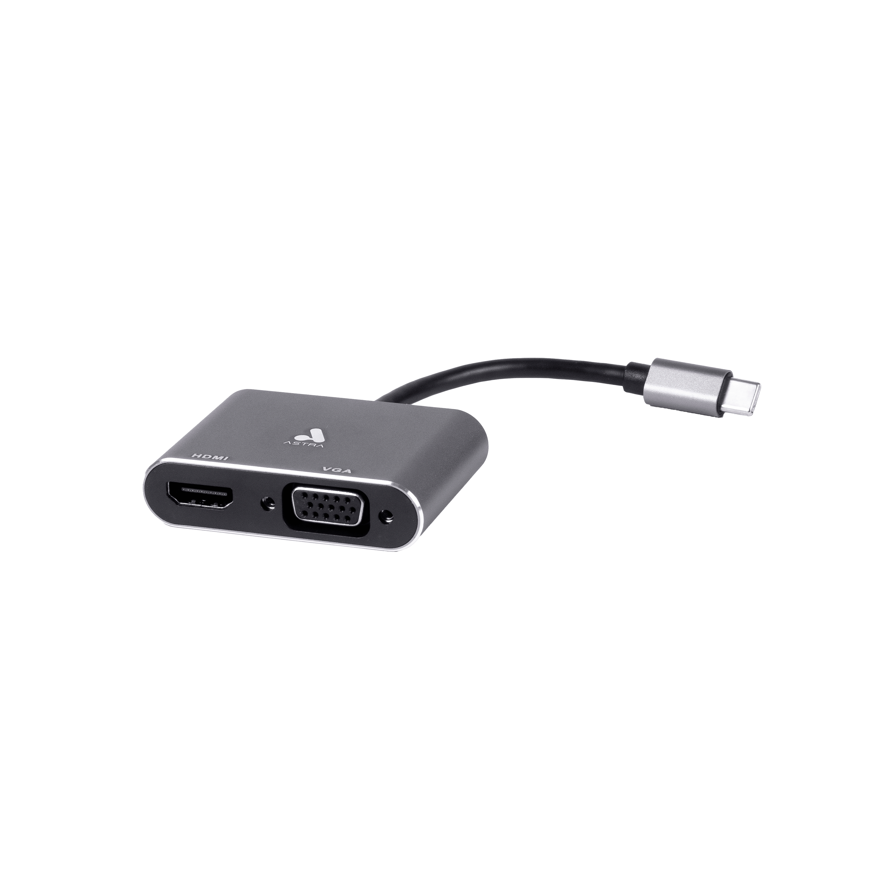 USB C to HDMI/VGA Adapter 4K 60Hz - Silver Astra - Compatible with Laptop, Tablet, Phone for Home Office, Presentations & Gaming