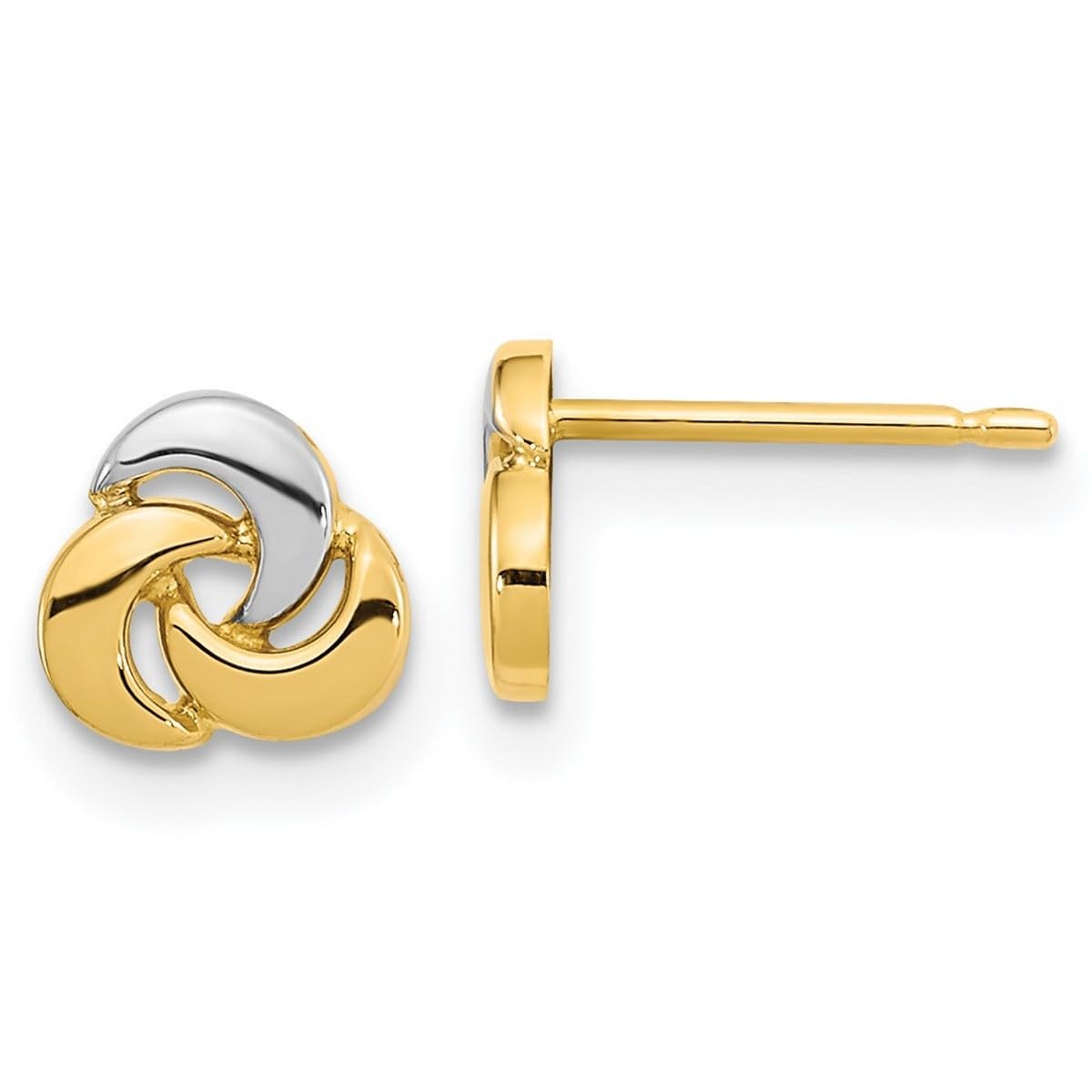 14K White Rhodium Knot Post Earrings for Women - 6.45x6.7mm Polished Studs - Perfect for Weddings, Parties & Everyday Elegance