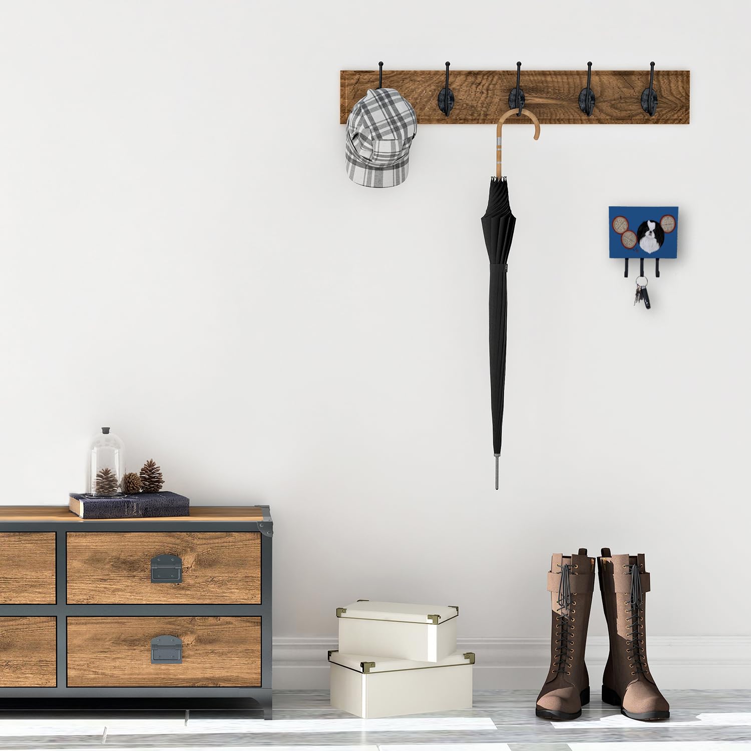 Japanese Chin Wall Hooks - Decorative Key Holder & Coat Rack for Keys, Leashes, Towels, Aprons | Perfect for Entryway, Kitchen, Bathroom Organization