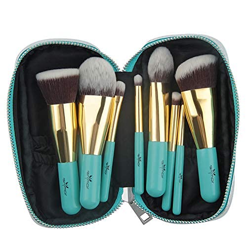 Ubersweet® 9-Piece Portable Mini Soft Brush Set - Travel Makeup Brush Kit for On-the-Go Beauty | Perfect for Travel, Gym Bag & Touch-Ups