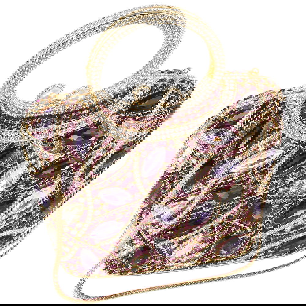 Elegant Purple Rhinestone Evening Clutch Bag for Women - Perfect for Parties, Weddings & Special Events