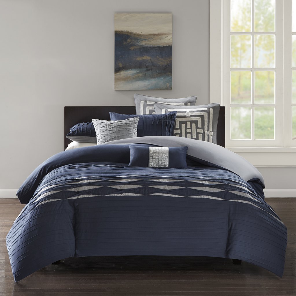 Premium Nara Cotton Sateen Duvet Cover Set - Navy Blue Queen Size Bedding - Soft & Breathable for All-Season Comfort - Perfect for Master Bedroom, Guest Room & Hotel Decor - Ideal for Home Styling, Luxury Bedding Upgrade and Cozy Sleep Experience
