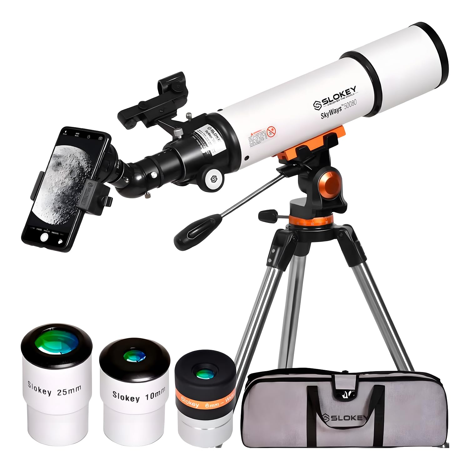 Slokey 20x-250x Professional Astronomy Telescope for Adults & Beginners - Portable Powerful Refractor Telescope with Tripod - Perfect for Moon Viewing, Planet Observation & Stargazing - Ideal for Backyard Astronomy, Camping & Outdoor Exploration