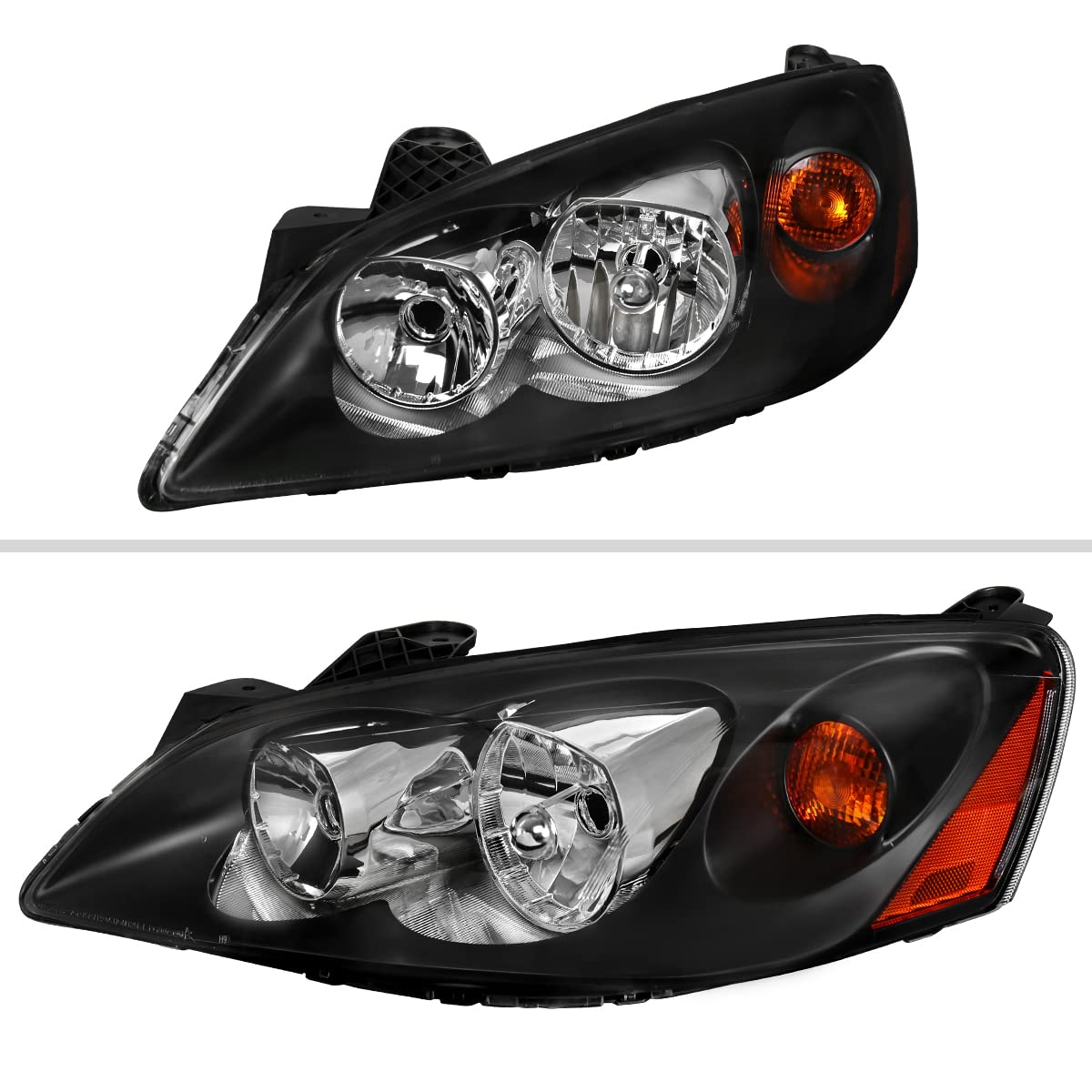 2005-2010 Pontiac G6 Black Headlights with Amber Corner Turn Signals - Replacement Headlight Assembly for Improved Night Visibility & Style Upgrade