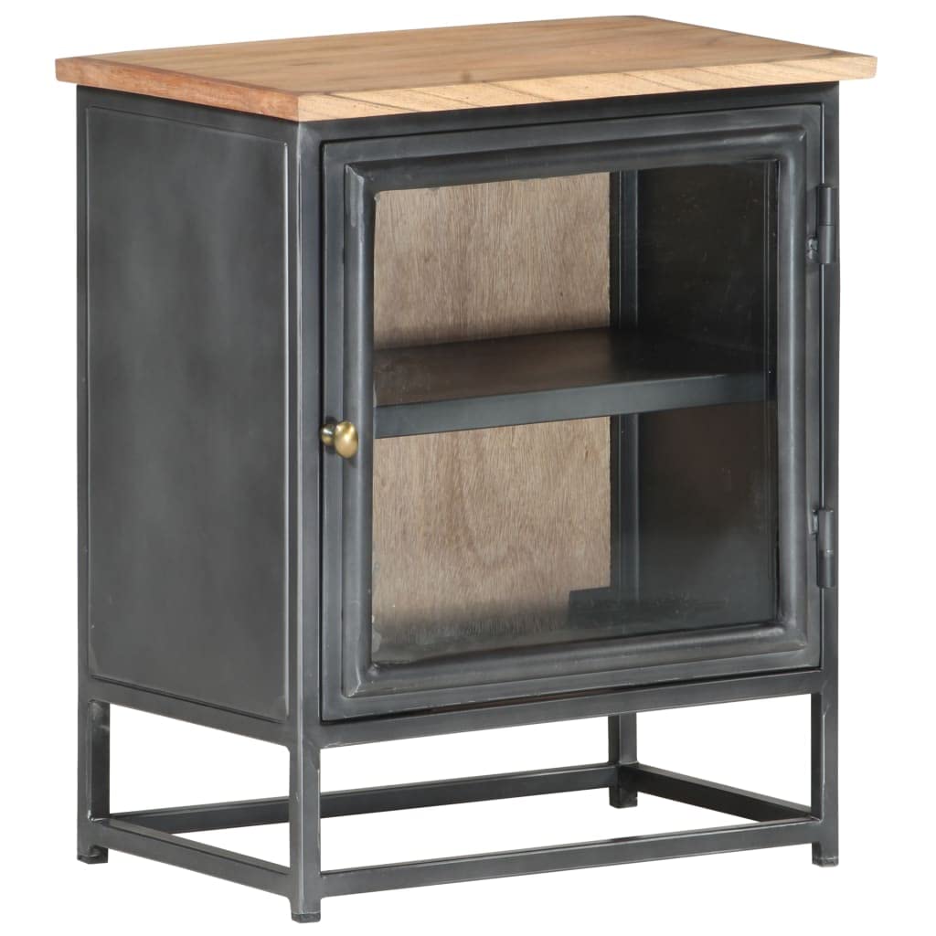 Modern Nightstand with Storage - Solid Acacia Wood Bedside Cabinet, 15.7