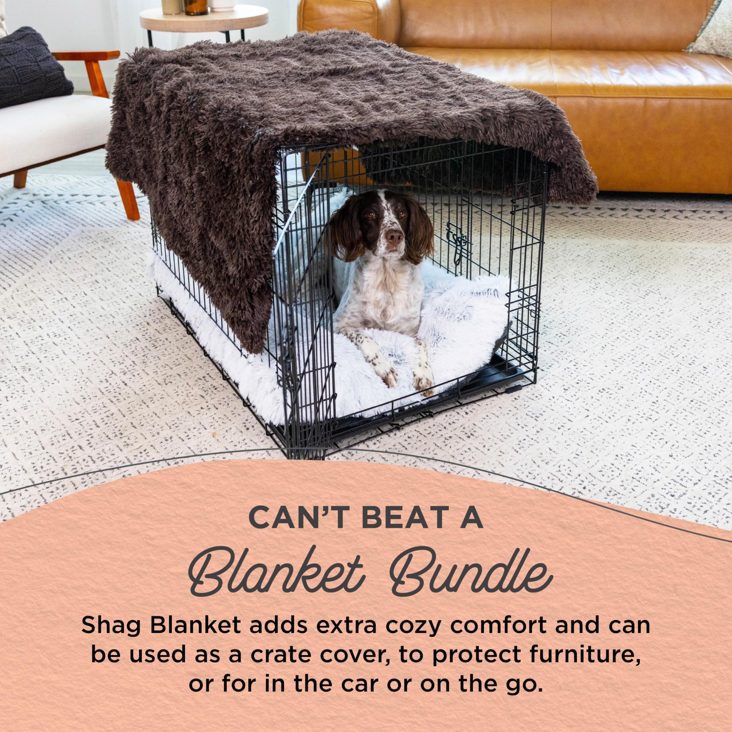Best Friends by Sheri Bundle Set - Original Calming Shag Donut Cuddler Cat & Dog Bed with Pet Throw Blanket, Dark Chocolate, Extra Large 45x45 Inch - Cozy Pet Bed for Anxiety Relief & Nap Time Comfort
