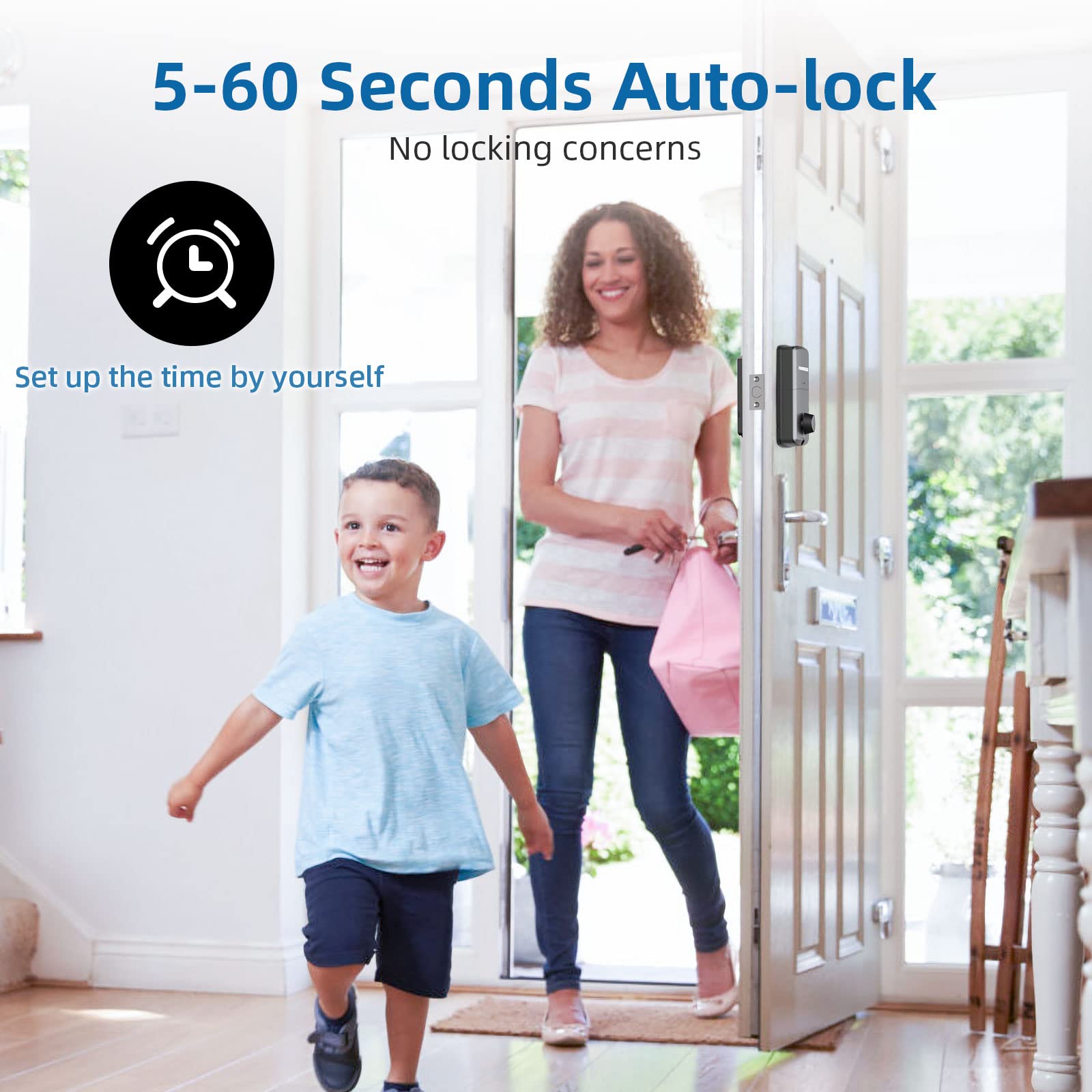 **PIONEERWORKS 5-in-1 Smart Keyless Entry Door Lock – Fingerprint, IC Card, Keypad, App & Key Access, Auto-Lock, Locking History – Black | Secure Your Home, Office & Vacation Rental**