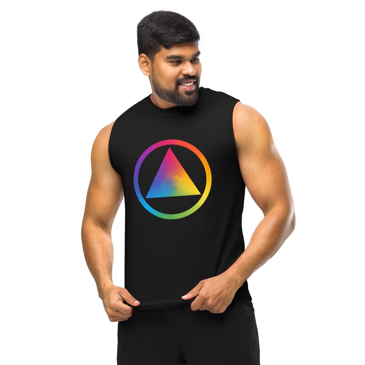 Rainbow Resilience Pride Men's Muscle Tank Top - LGBTQ+ Pride Workout Shirt for Gym, Running & Summer Activities