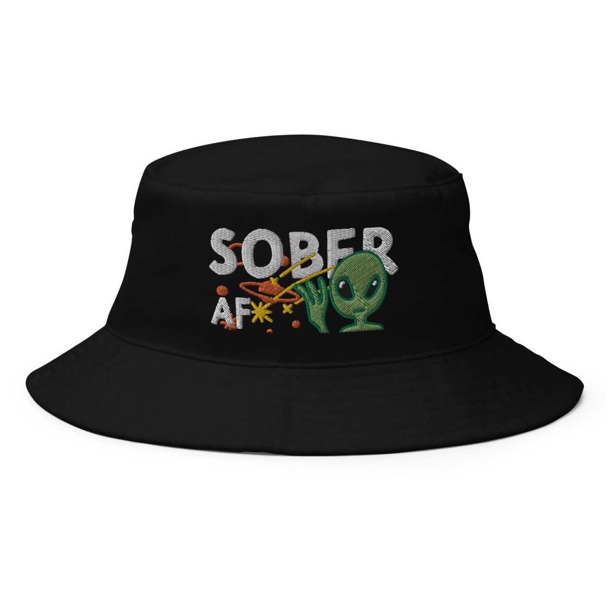 Sober AF Embroidered Bucket Hat - Funny Galaxy Design for Men & Women - Perfect for Festivals, Concerts & Outdoor Activities
