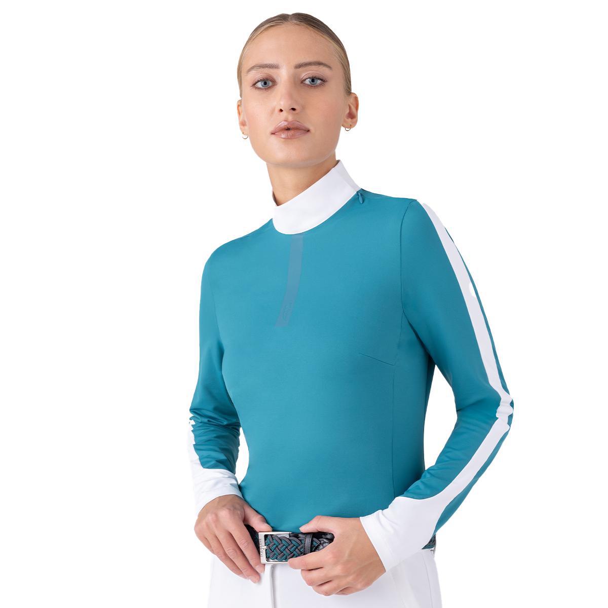 Equiline Women's Enner Long Sleeve Competition Polo Shirt - Breathable Equestrian Riding Top for Show Jumping & Dressage
