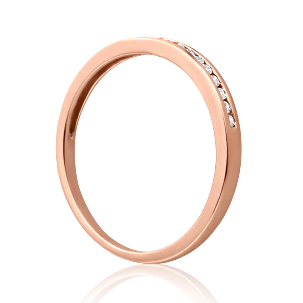 9ct Rose Gold Diamond Ring with 0.1 Carats Channel Set Diamonds - Perfect for Engagement, Anniversary & Wedding Jewelry Gifts