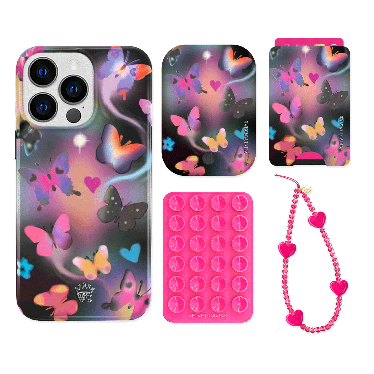 Aurora Butterfly iPhone Case with Wallet - Stylish & Functional Phone Accessory for Women - Perfect for Everyday Use, Travel, and Shopping
