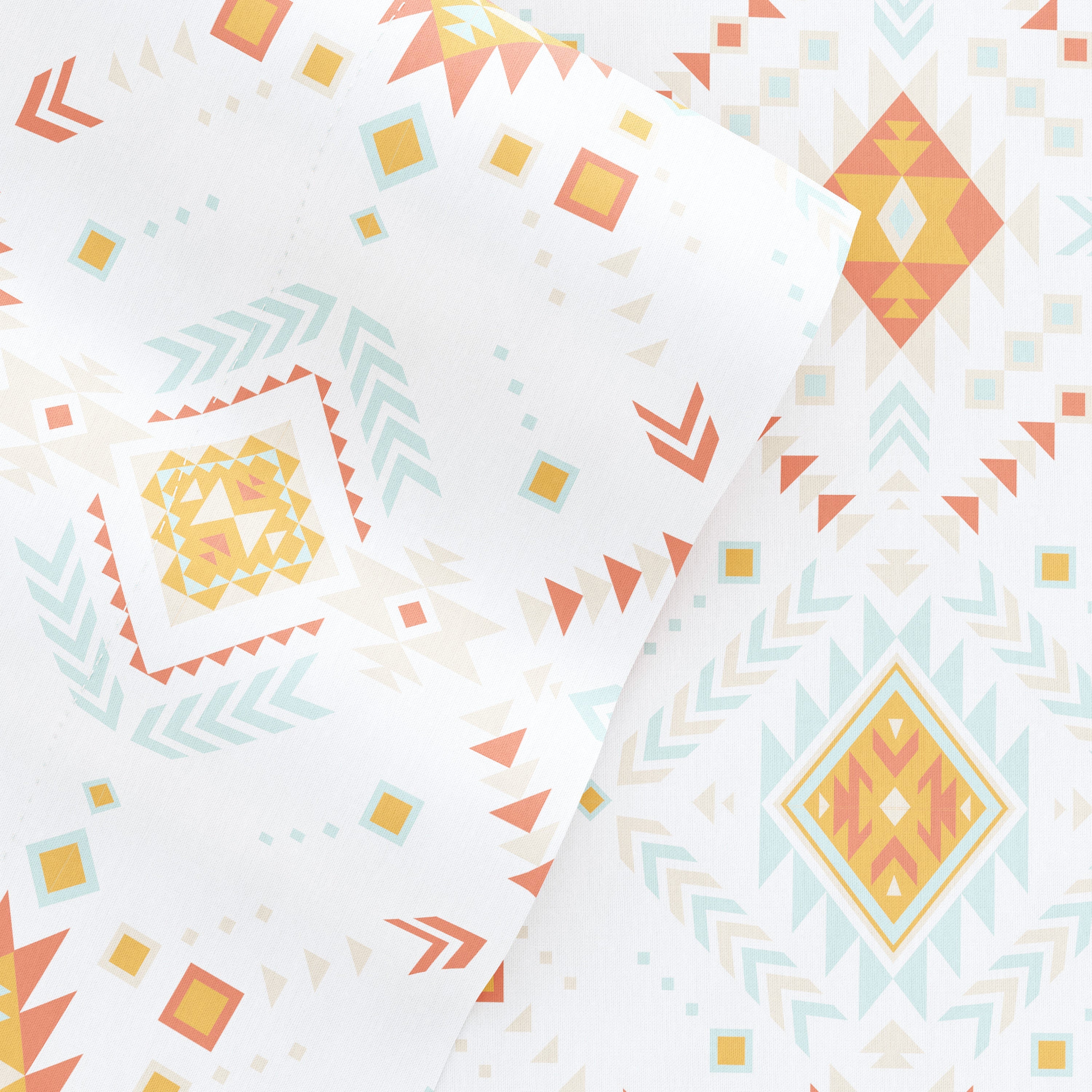 Aztec Dreams Pattern 4-Piece Cotton Sheet Set - Queen Size Bedding for Comfortable Sleep - Perfect for Master Bedroom, Guest Room & Dorm