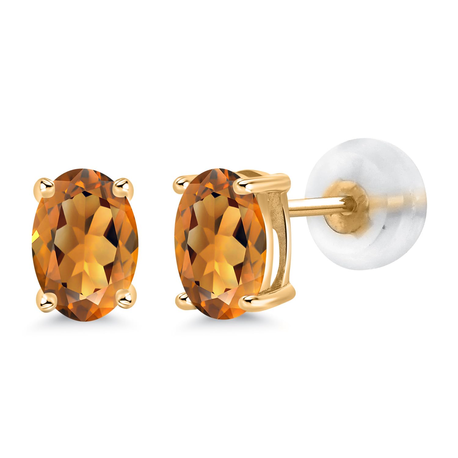 14K Gold Gemstone Birthstone Oval Stud Earrings for Women & Men | 6x4mm Oval Cut | Fine Jewelry Gift for Mom, Wife, Her | Anniversary, Birthday, Christmas Present