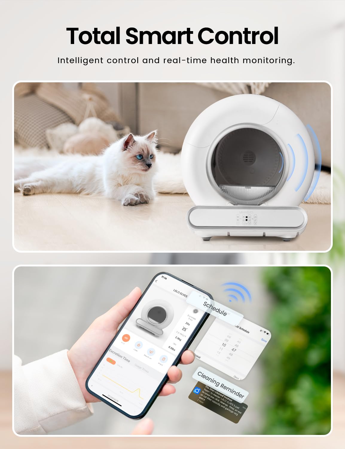 Self Cleaning Cat Litter Box - Automatic, Ultra-Safe with APP Control, Low Entry & Large Capacity (65L) - Includes 3 Rolls Liners & Mat in Gray - Perfect for Multi-Cat Homes & Busy Pet Owners