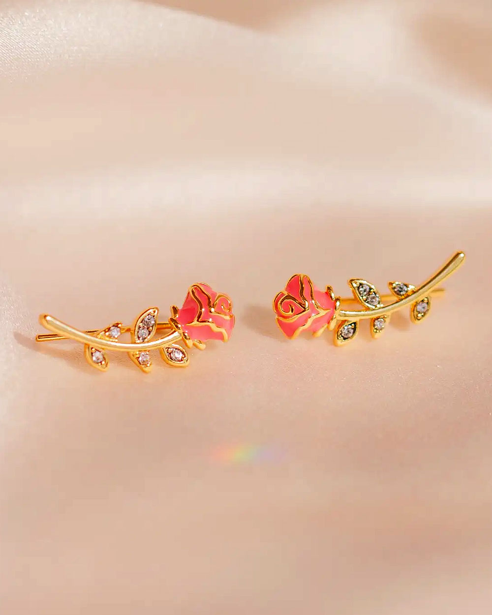 Rose Climber Earrings for Women - Elegant Floral Dangle Earrings for Parties, Weddings & Date Nights