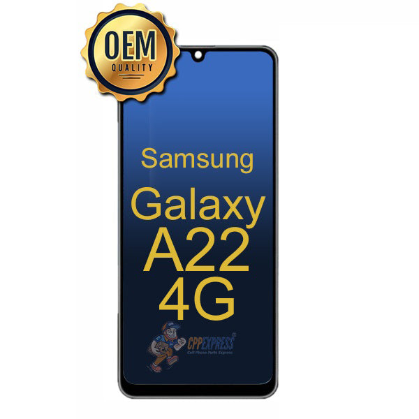 Samsung Galaxy A22 4G LCD Touch Screen Digitizer Assembly with Frame - Black | Replacement Part for Screen Repair | Perfect for DIY Fixes & Phone Restoration