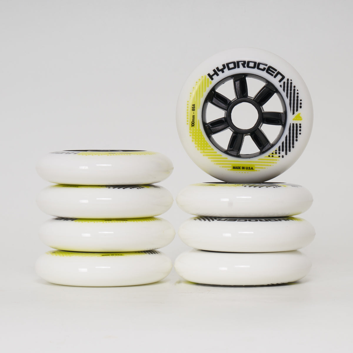 Rollerblade Hydrogen 100mm Wheels - 8 Pack Set for Inline Skating, Speed Skating & Outdoor Sports - High Performance Urethane Wheels for Smooth Ride