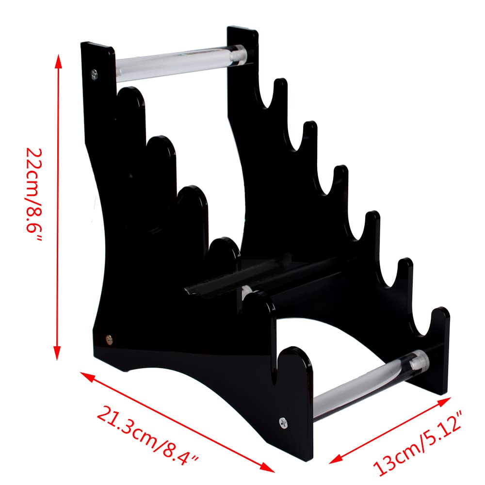 WANLIAN 6-Slot Acrylic Knife Display Stand - Dagger Holder, Hunting & Fixed Blade Knife Organizer - Black Desktop Showcase for Collectors & Outdoor Enthusiasts | Perfect for Home Decor, Gift Display & Weapon Storage