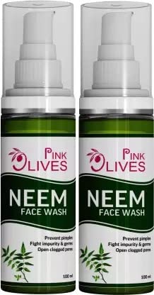 Pink Olives Neem Face Wash 200ml - Natural Acne Treatment & Oil Control for Clear Skin | Daily Facial Cleanser for Oily & Sensitive Skin