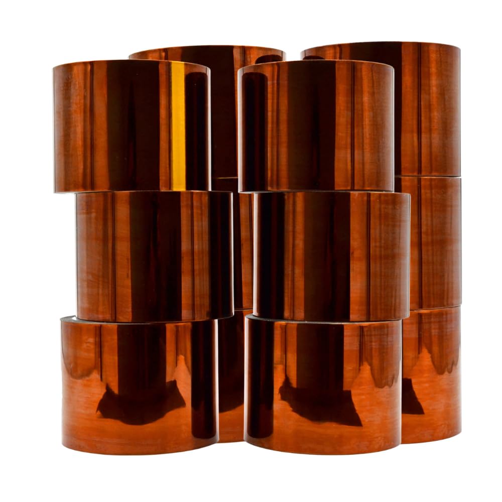 High Temperature Kapton Tape - 4 inch x 36 yd (12 Pack) Heat Resistant Polyimide Tape for 3D Printer Bed, PCB Circuit Board, BGA Heating, Soldering & Electrical Work - Ideal for DIY Projects, Electronics Repair and High Heat Applications