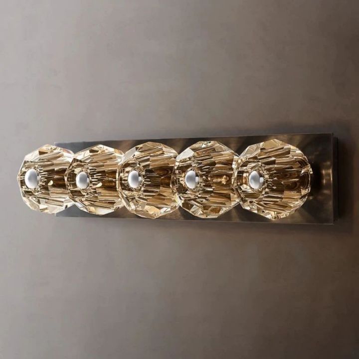 Crystal Clear Glass Linear Grand Wall Sconce - Modern LED Light Fixture for Living Room, Bedroom, Hallway & Entryway Lighting Decor
