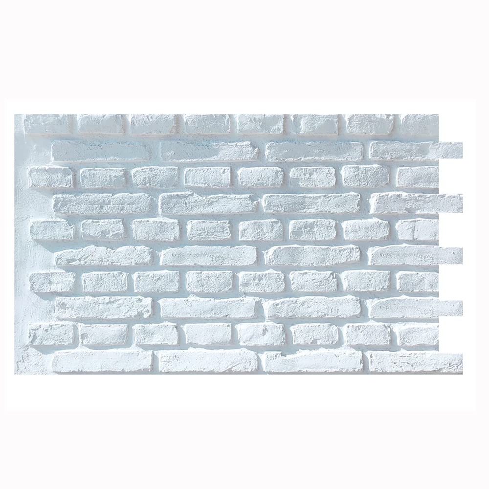 3D Faux Brick Wall Panels - Realistic Resin Texture for TV Background & Home Decor - Indoor & Outdoor Use (30 sq.ft/Box, Matte White, Church Style) - Perfect for Living Rooms, Bedrooms, Restaurants & Commercial Spaces