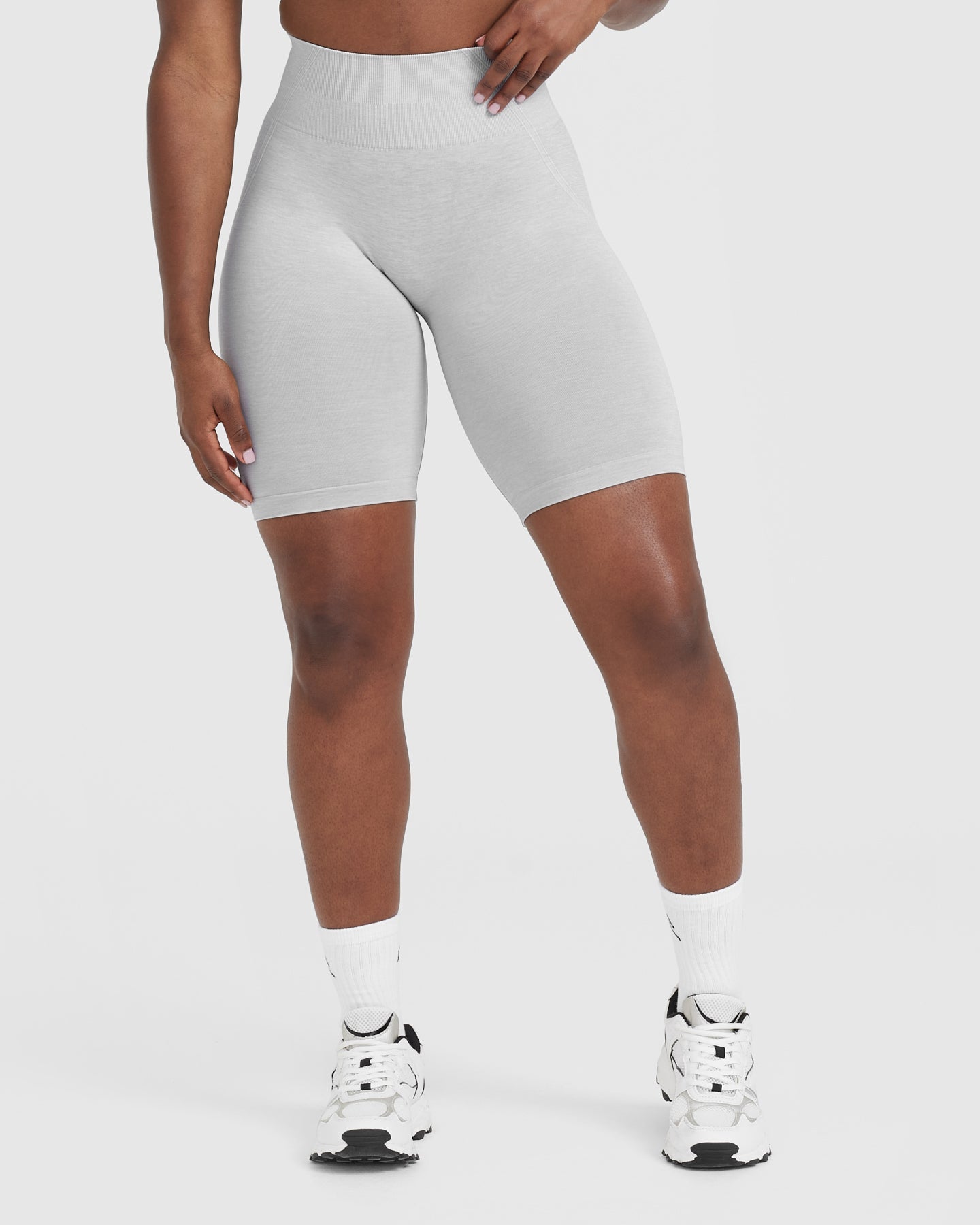 Effortless Seamless Cycling Shorts for Women & Men - Breathable Grey Marl Bike Shorts for Road Cycling, Spinning & Workouts