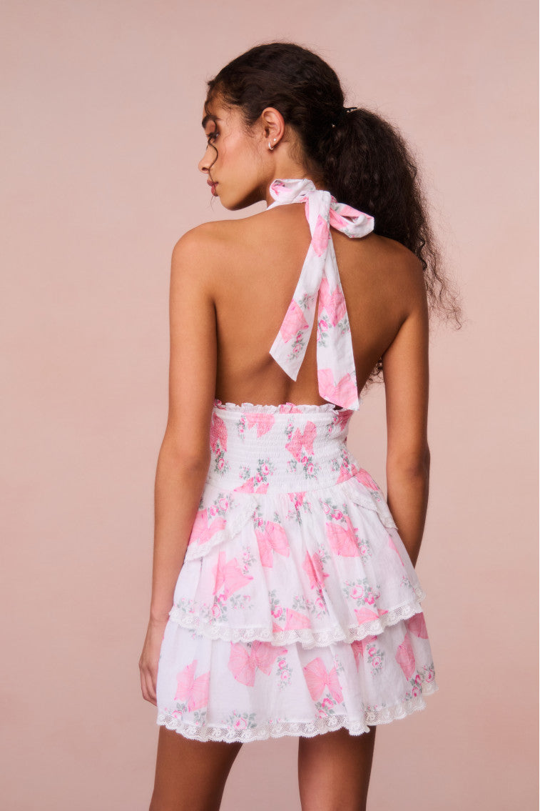 Deanna Rosa Beaux Halter Dress - Women's Elegant Summer Floral Sundress for Beach, Vacation & Date Night