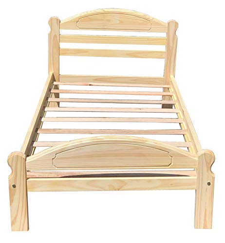 Solid Pine Twin Bed Frame - Unfinished Wooden Bed with Slats for Boys & Girls | Easy Assembly Kids Bedroom Furniture | Perfect for Guest Rooms, Dormitories & Children's Bedrooms