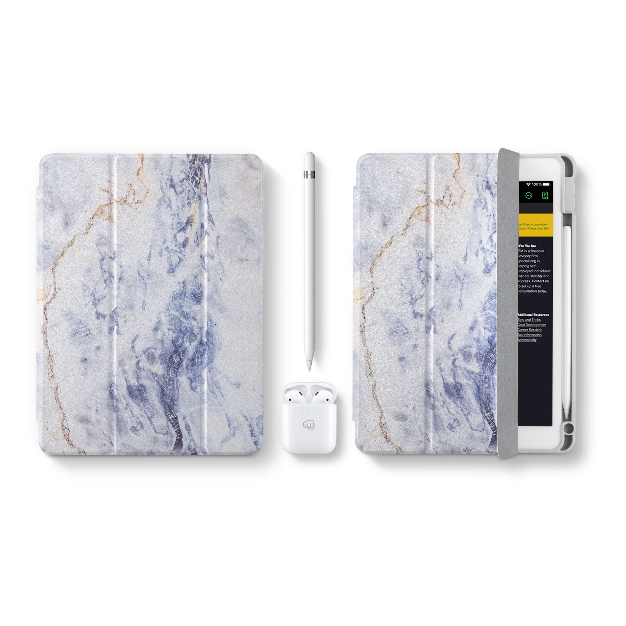 iPad 360 Elite Case - Premium Marble Design Protective Cover for iPad Pro/Air/Mini - Shockproof & Scratch-Resistant for Home, Office & Travel Use