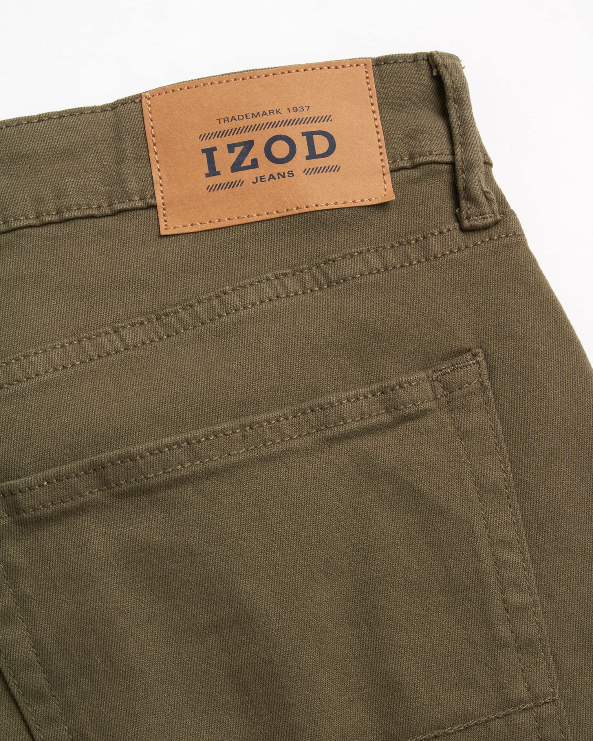 IZOD Men's Relaxed Fit Jeans - Classic 5-Pocket Comfort Stretch Denim - Straight Leg Casual Work Pants for Men | Durable & Comfortable for Everyday Wear, Office & Outdoor Activities