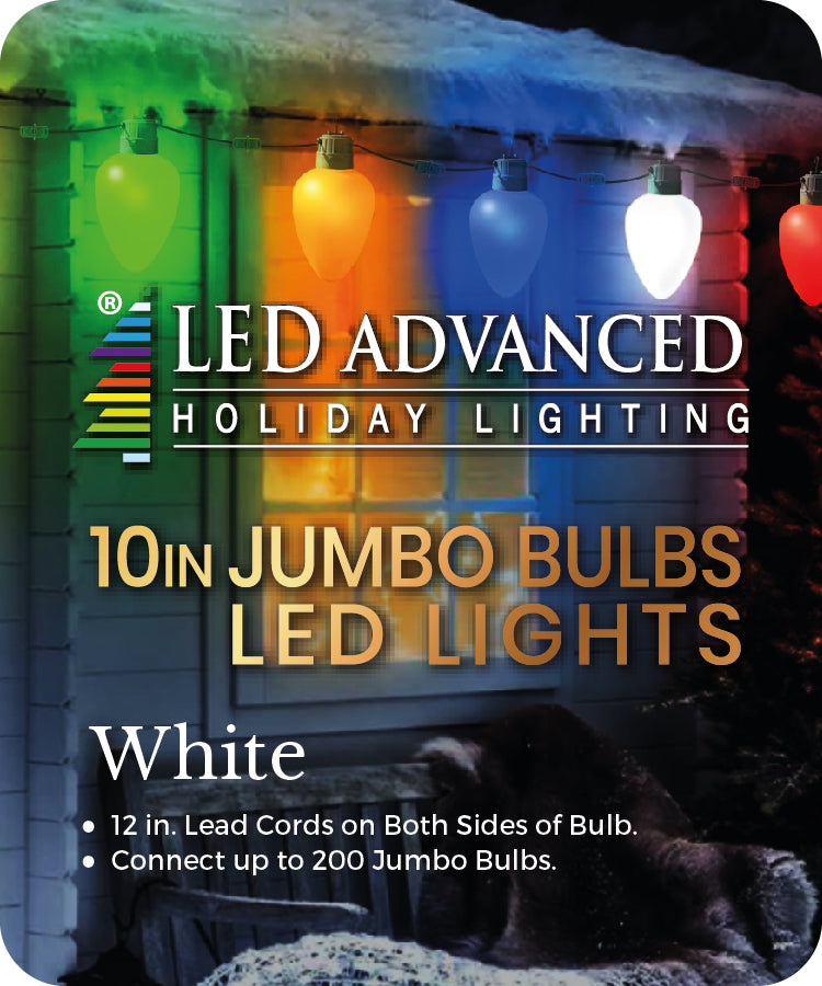 10 Pack Jumbo LED Bulb Outdoor Christmas Lights - Waterproof Roofline & Pathway Decorations for Holiday, Garden, and Party Lighting