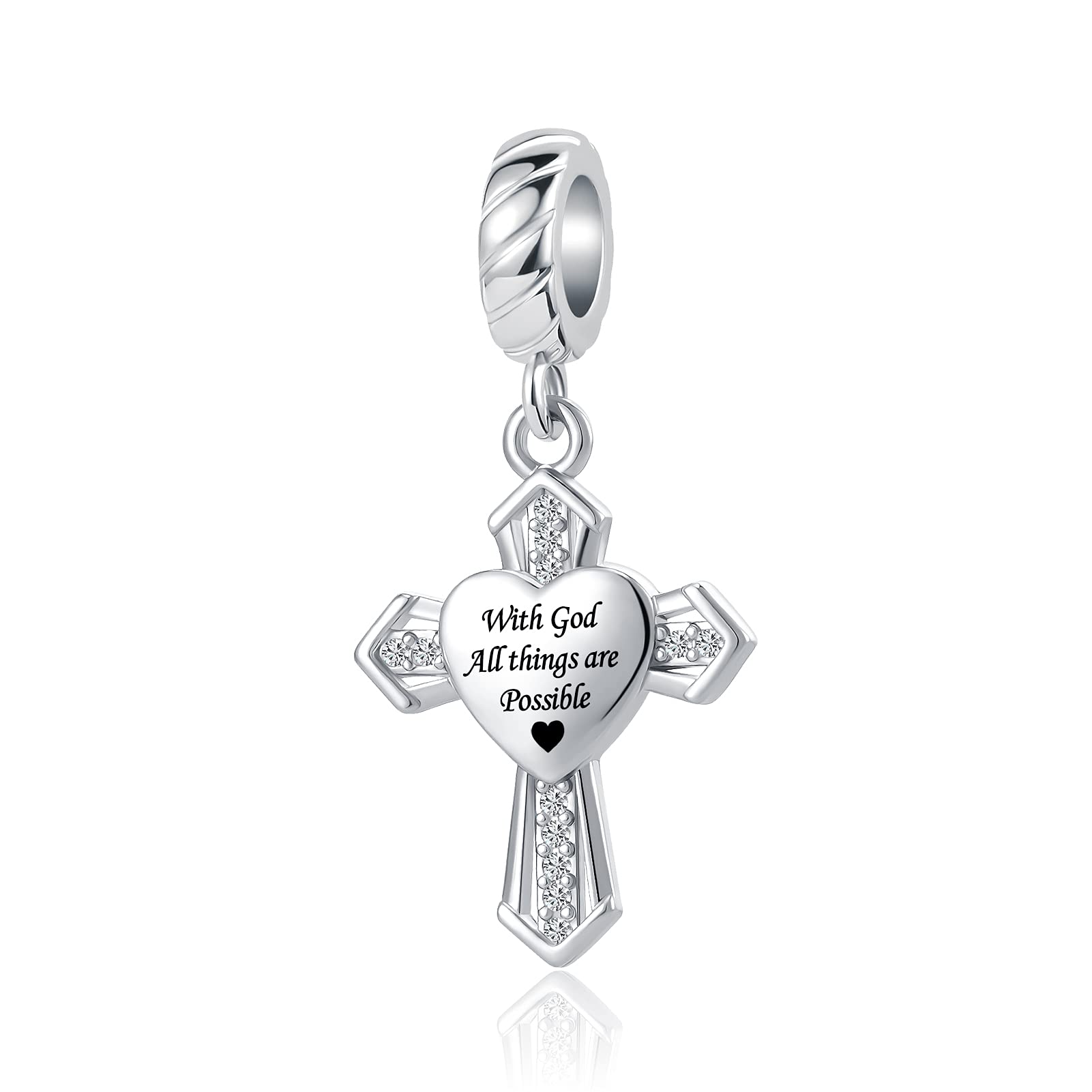Religious Cross Charm Beads for Women - God All Things Are Possible Inspirational Jewelry for Bracelets - Perfect for Church, Daily Wear & Spiritual Gifts